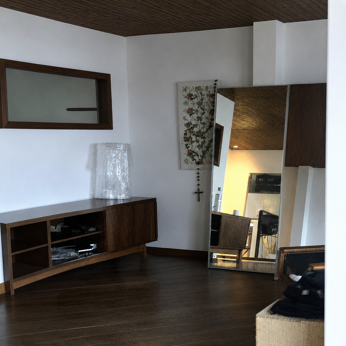 Media console with vinyl records