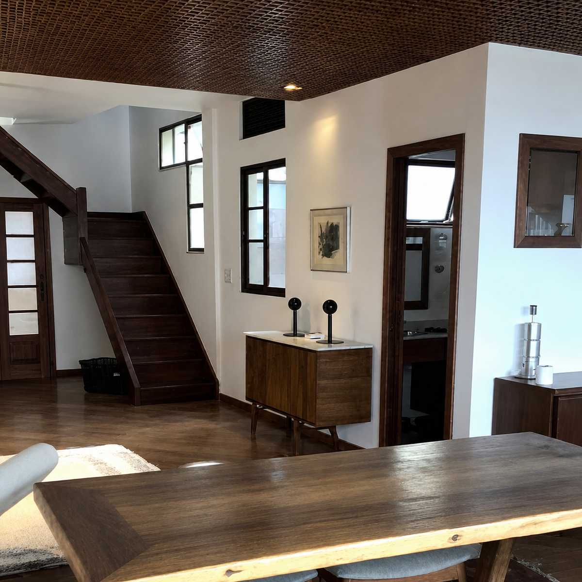 Wooden staircase leading up to Floor 2