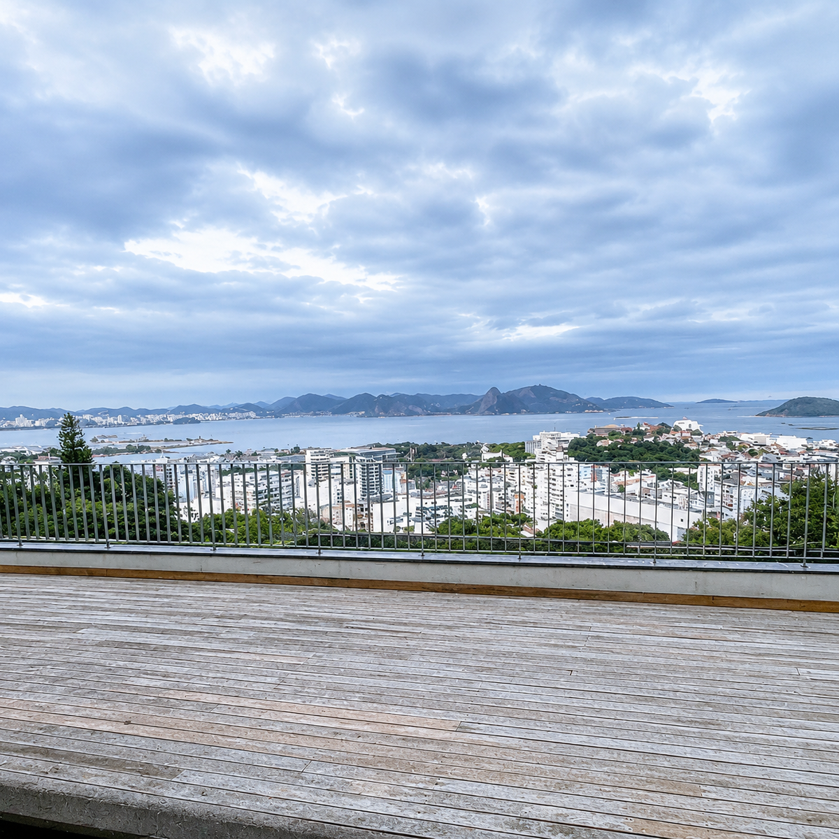 Rooftop terrace deck with bay view
