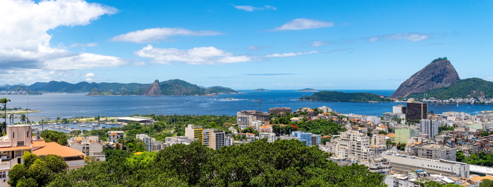 Guanabara Bay and Sugarloaf Mountain seen from Parque das Ruínas, Santa Teresa